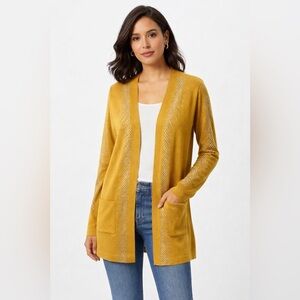 Mustard Open-Front Cardigan Sweater New Size Small